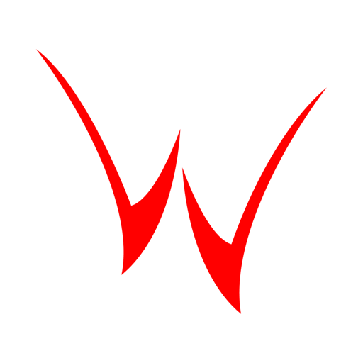 Biểu tượng PewPew App, chữ W màu đỏ